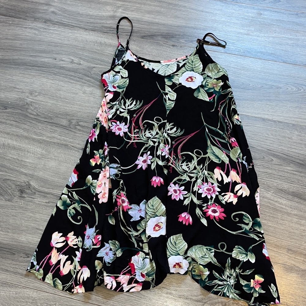 Ms Basic Large Floral Spaghetti String Mini Dress - Picture 7 of 13